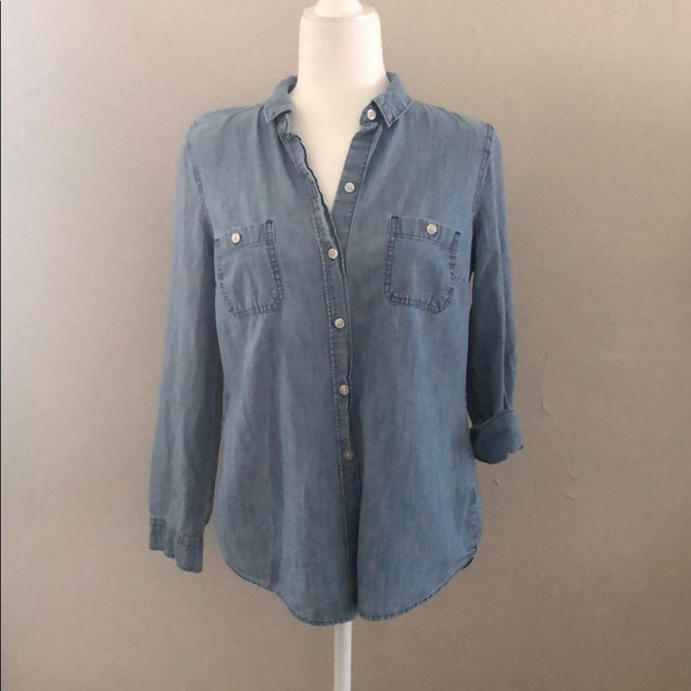 Boyfriend Fit Denim Button Up Shirt